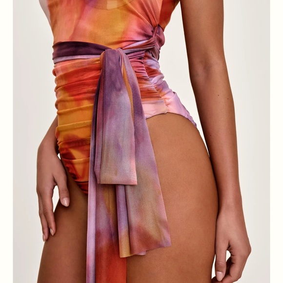 NWT Andrea Iyamah Multicolor One-Shoulder Swim One Piece - Picture 7 of 7